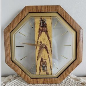 Vintage Cardinal faux wood wall clock with Gold Accents
